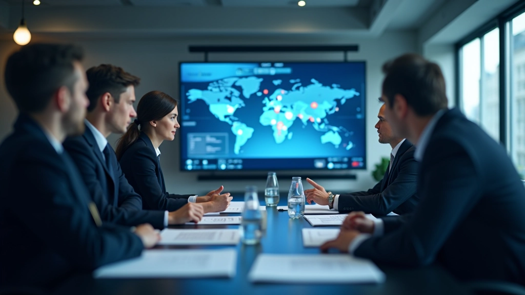 Geschäftstreffen mit Datenanalyse und wirtschaftlichen Unterlagen